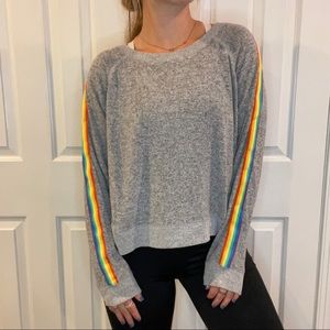 Soft gray Sweater with Rainbow Stripe!🌈